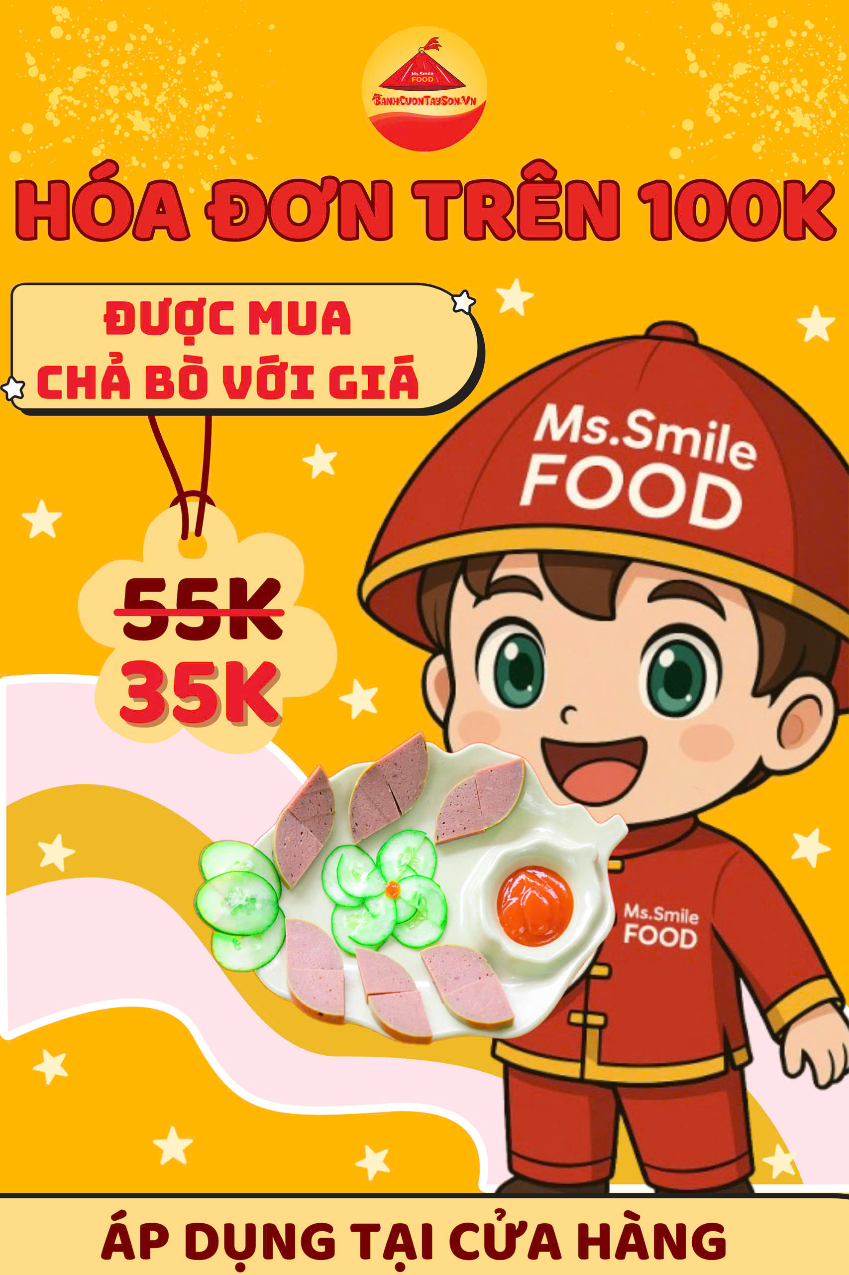 THƯỞNG NGAY CHẢ BÒ BÌNH ĐỊNH – CHỈ 35K KHI DÙNG BỮA TẠI BÁNH CUỐN TÂY SƠN MSSMILE FOOD