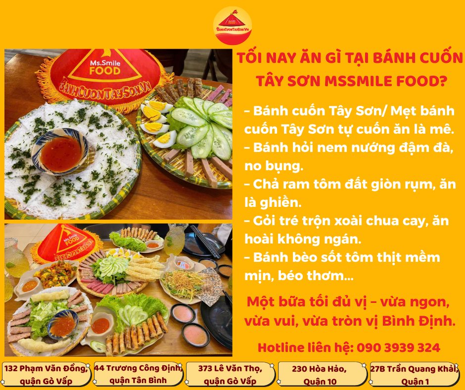 TỐI NAY ĂN GÌ TẠI BÁNH CUỐN TÂY SƠN MSSMILE FOOD? GỢI Ý BỮA TỐI ĐỦ VỊ, NGON KHÓ CƯỠNG