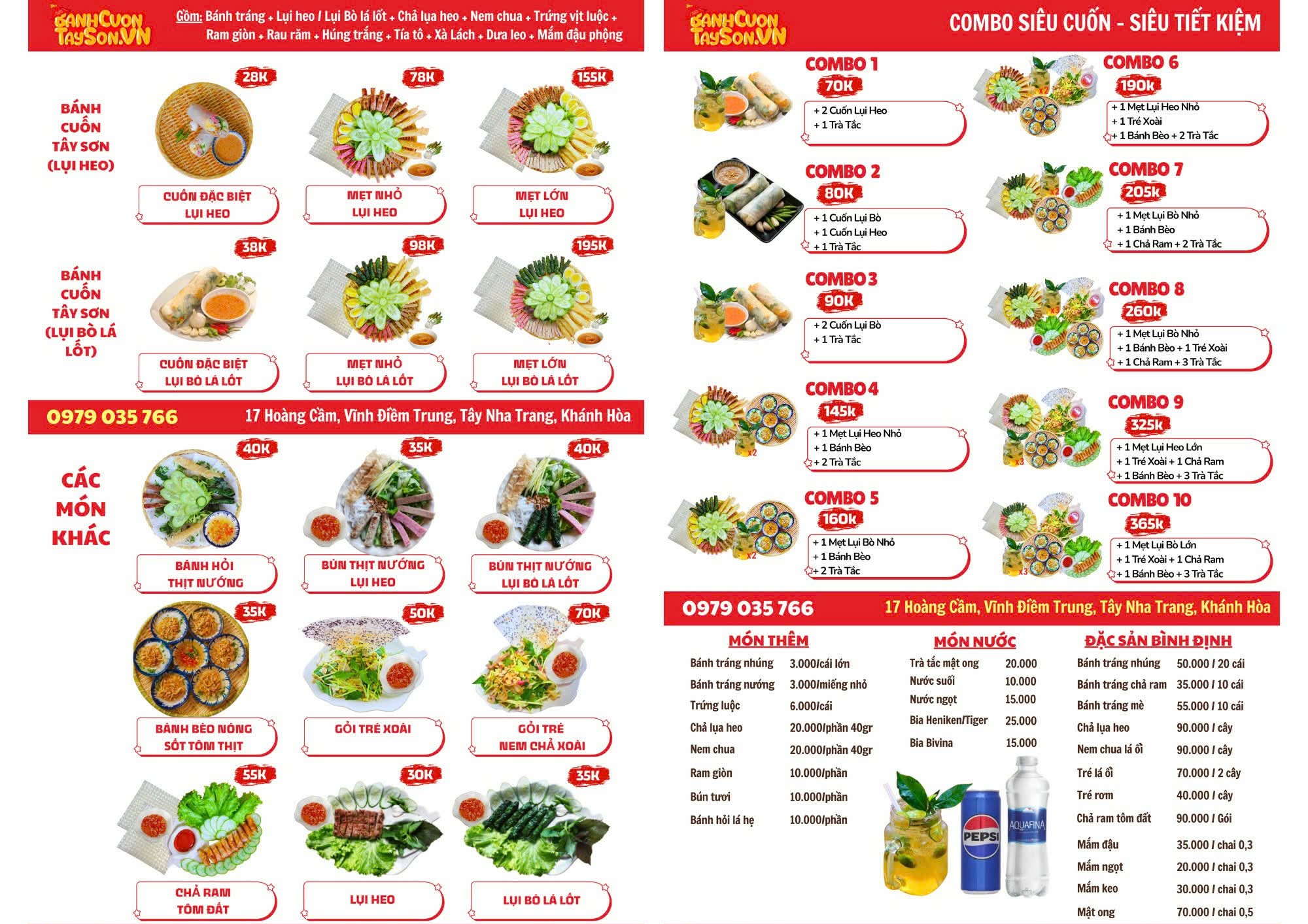 Cập nhật Bảng Giá Menu Bánh Cuốn Tây Sơn .Vn Nha Trang