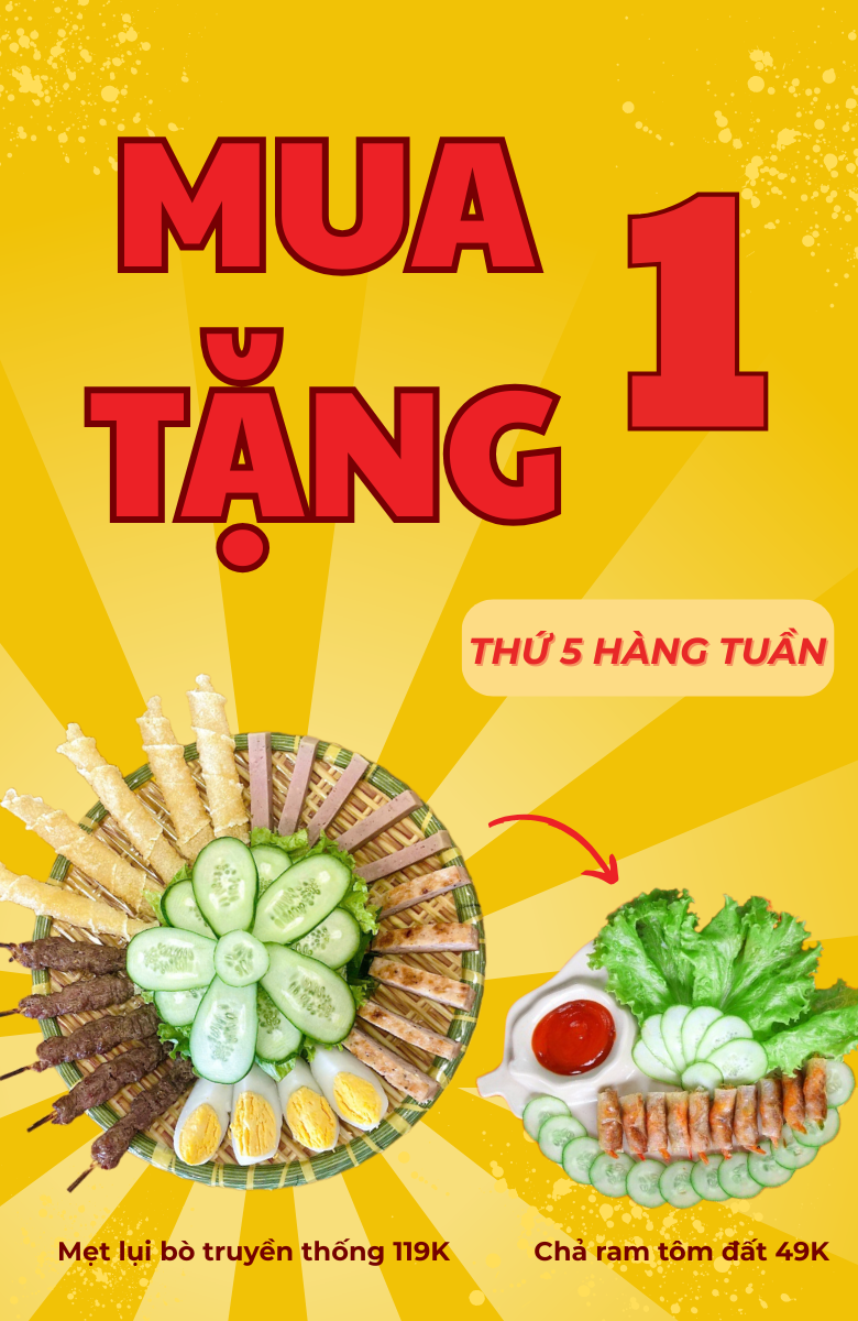 SIÊU ƯU ĐÃI THỨ 5: MUA MẸT LỤI BÒ 119K, NHẬN MÓN NGON CHẢ RAM TÔM ĐẤT LIỀN TAY!