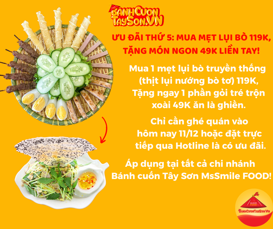 ĂN NGON THỨ 5: MUA MẸT LỤI BÒ 119K, NHẬN MÓN NGON 49K LIỀN TAY!