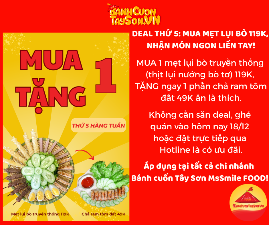 DEAL THỨ 5 CỰC HỜI – MUA MẸT LỤI BÒ 119K, TẶNG CHẢ RAM TÔM ĐẤT