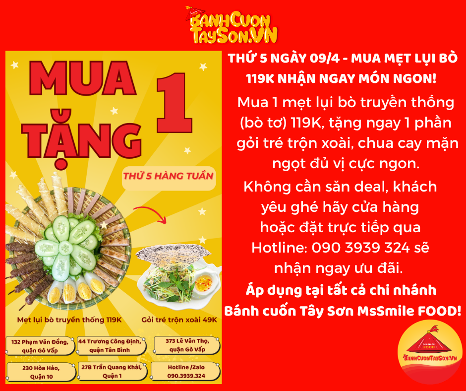 NGÀY VÀNG ĂN NGON, NHẬN MÓN NGON GỎI TRÉ TRỘN XOÀI CÙNG BÁNH CUỐN TÂY SƠN MSSMILE FOOD