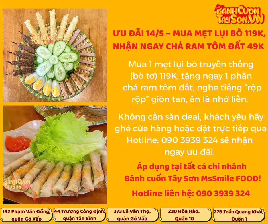 THỨ 5 NHẬN NGAY ƯU ĐÃI, HÃY ĐẾN BÁNH CUỐN TÂY SƠN MSSMILE FOOD